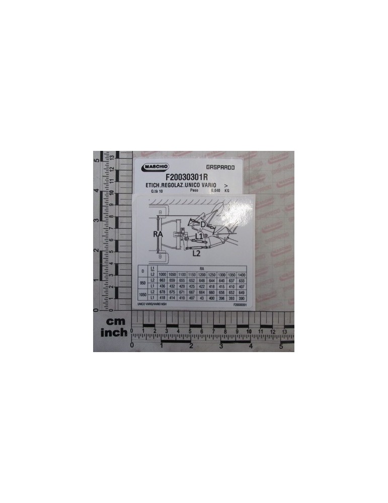 ADJUSTMENT LABEL UNICO VARIO