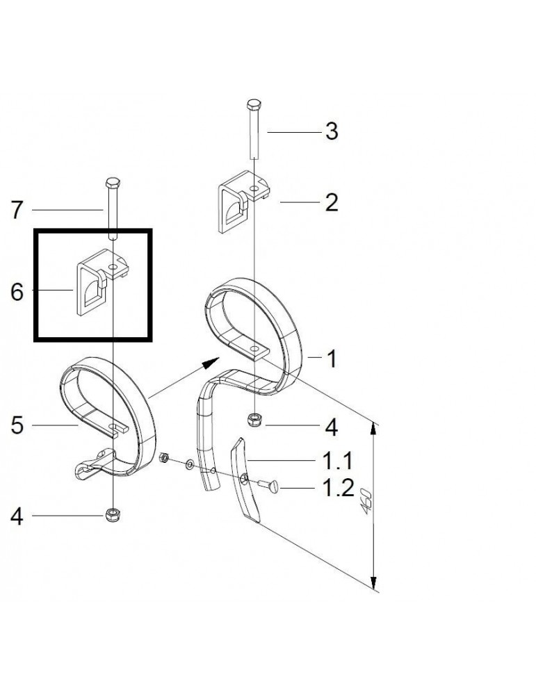 Guttler Bratara de Prindere 80x50 pentru Sapa Elastica cu Arc Auxiliar L72000315